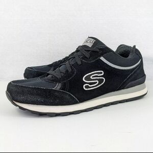 Skechers Casual Shoes Women's Size 9.5 Black Leather Suede Sneakers 142 Lace Up